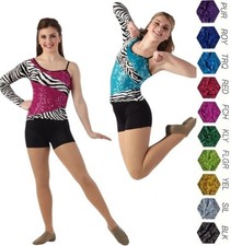 Lot of 20 LETS GO Mixed Sizes Colors Dance Costume Sequin Zebra Print Unitard