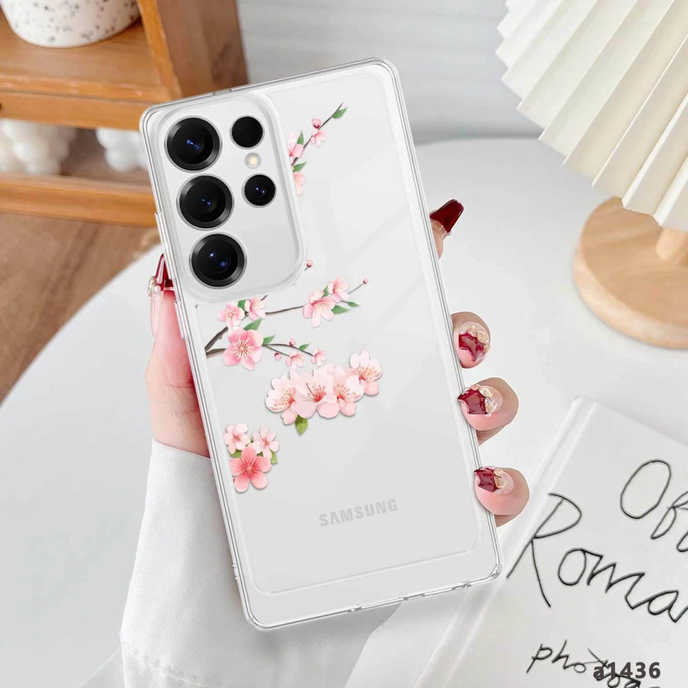 Crystal Clear Floral Phone Case for Samsung Galaxy S24 FE S23 S25 A25 A34