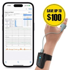 Wellue O2 Max with O2 Ring Probe 72 Hours Continuous Pulse Oximeter Dual alarm