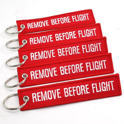 5pcs  Remove Before Flight Keychain Embroidered Jet Tag