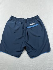 FAIR HARBOR Men's Navy Blue Retro Striped Lined 7  Swim Shorts Size Large