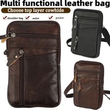 Men's Phone Waist Pouch Leather, Crossbody Bag Wallet Bag Travel Shoulder Pouch