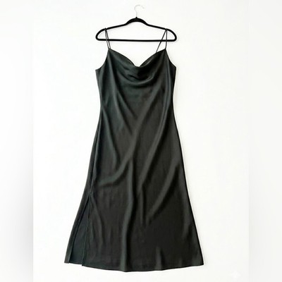 white christmas dresses Sleeveless Bias Cut Foil Cowl Gown In Dark Olive