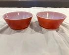 Vintage Anchor Hocking Fire King Milk Glass Red 5”Bowls Set of 2 Stackable