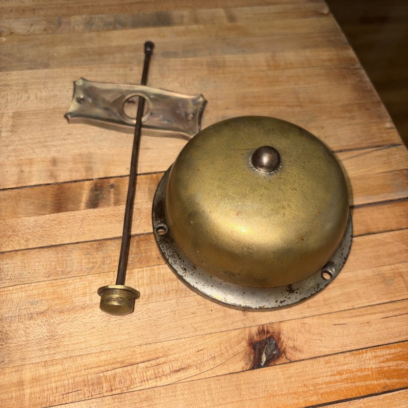 Antique Brass Vintage 1900 Victorian Turn Doorbell R &E Mfg Works