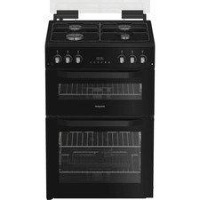 Hotpoint HDG6GDCB1 60cm Gas Cooker - Double Ovens, Grill & 4 Burner Gas Hob, Lid