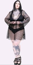 Killstar Cobweb Cove Beach Cover Up 4XL Płaszcz Długi rękaw Goth Alternatywa 