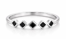 GENUINE 0.15 Cts BLACK ONYX RING SOLID .925 STERLING SILVER - New With Tag