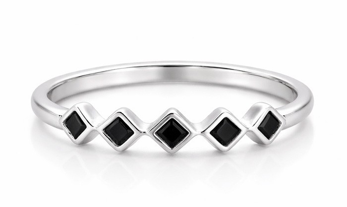 GENUINE 0.15 Cts BLACK ONYX RING SOLID .925 STERLING SILVER - New With Tag