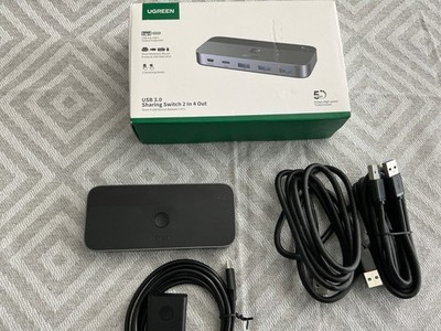UGREEN USB Switch 2PC mit 1C3A 3.0 Ports, 2 In 4 Out USB Umschalter, KVM Switch