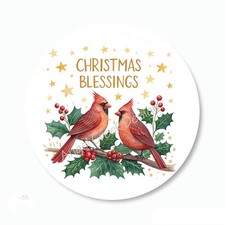 CARDINAL GOLDEN CHRISTMAS BLESSINGS HOLIDAY STICKERS PARTY FAVORS ENVELOPE SEALS