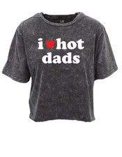 I LOVE HOT DADS WASHED BLACK CROP