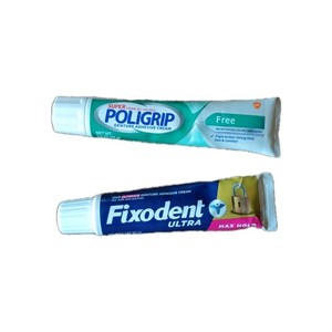 Fixodent 1432 Dental Adhesive Cream + Polygrip Denture Cream