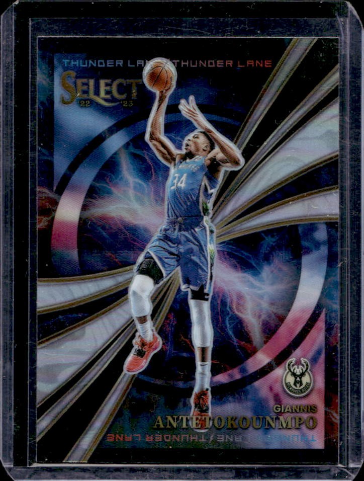 2022-23 Select Giannis Antetokounmpo Thunder Lane Silver Prizms #13 Bucks