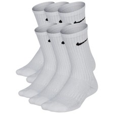 Nike Kids' Performance Cushioned Crew Training Socks 6 Pair White SX6910-100