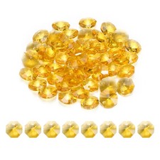 50Pcs 14mm 1 Hole K9 Crystal Octagon Glass Chandelier Beads Yellow