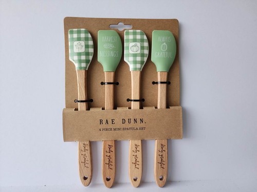 Rae Dunn Mini Silicone Spatula 4 Pc Green Harvest Autumn Fall NEW