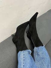 Vintage Peter Kaiser Black Suede Pointed Toe Ankle Boots EU38 US7.5