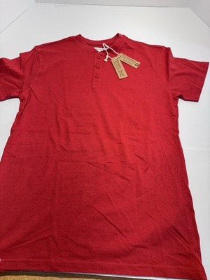 Kangol  T-Shirt Mens Size Small Red 3 Button Crew Henley Neck NWT Very Nice
