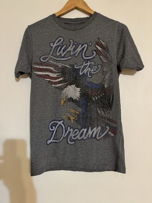 VTG Style Tee Patriotic American Eagle Faded Mens Small 34-36 Livin TheDream