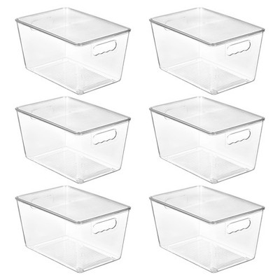 6 Pack Clear Stackable Storage Bins with Lids, Large Plastic Containers with ...