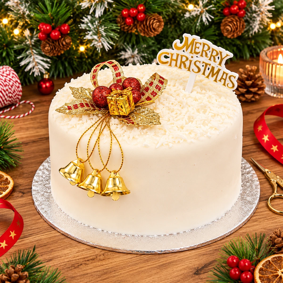 Weihnachten Tortendeko Glocke Set Yule Log Cupcake Topper Tortenband