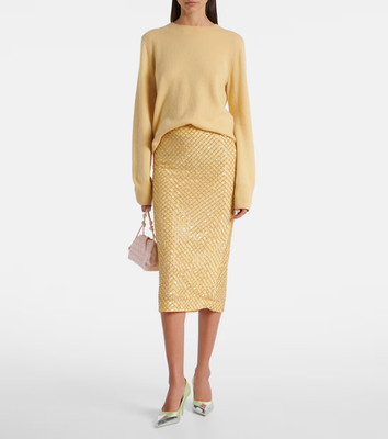 NWT $798 Veronica Beard Allora beaded midi skirt in Chamomile