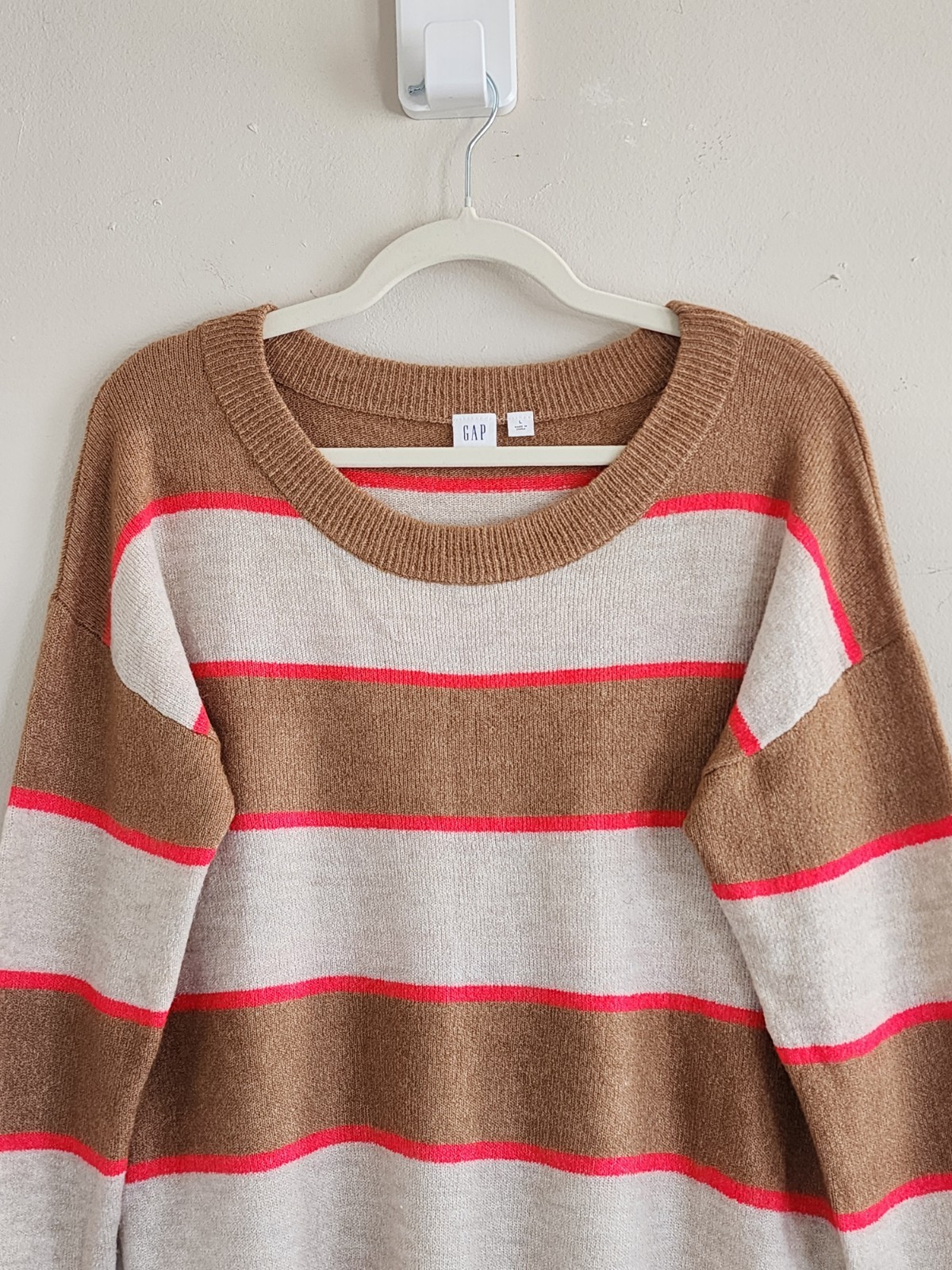 Gap Striped Crewneck Sweater Large Basic Casual P… - image 1