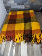 Faribo Wool Throw Blanket Fall Plaid Fringe and Carrier