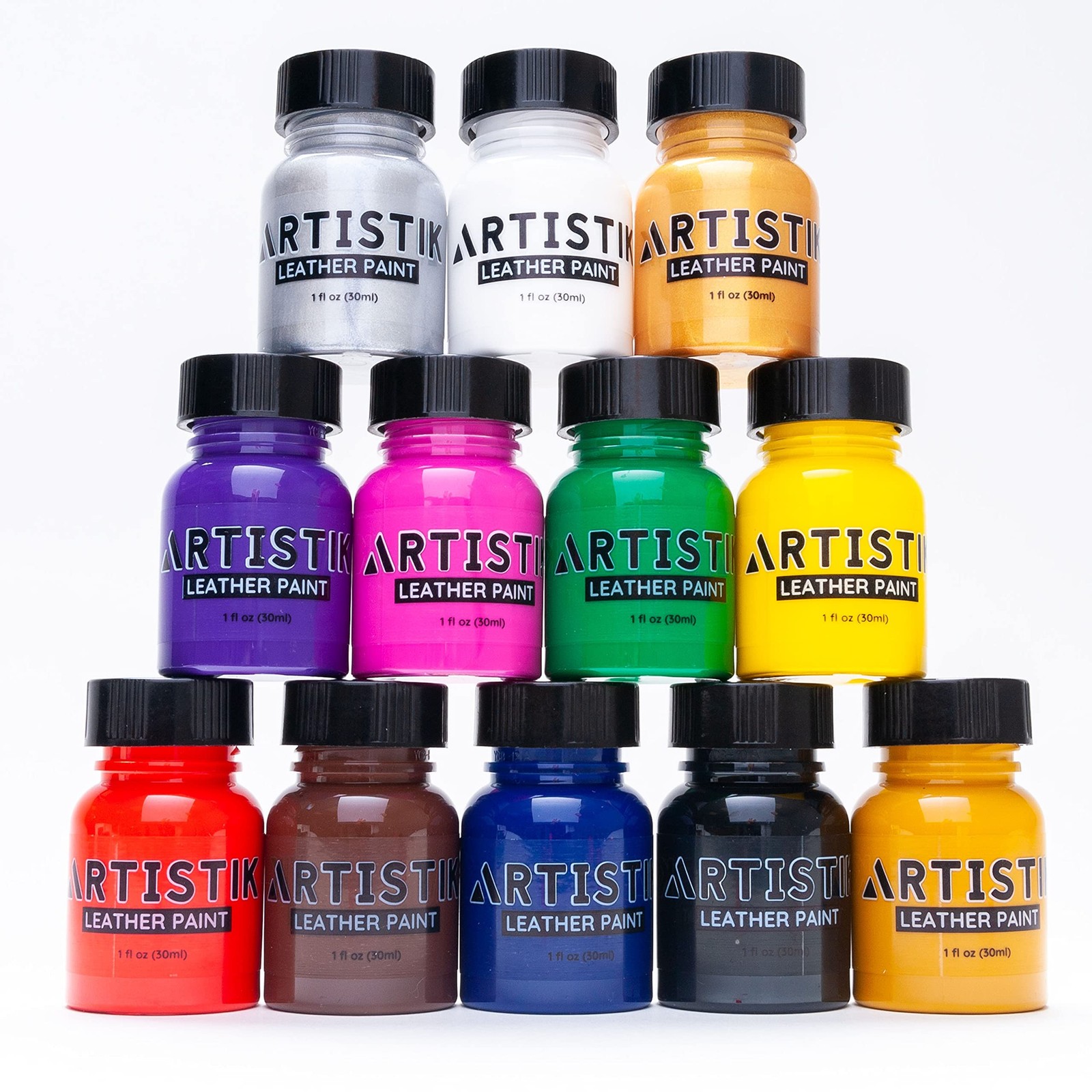 Leather Paint Set with Brushes - 12 x 30ml Acrylic Paints Leather Dye Set for...