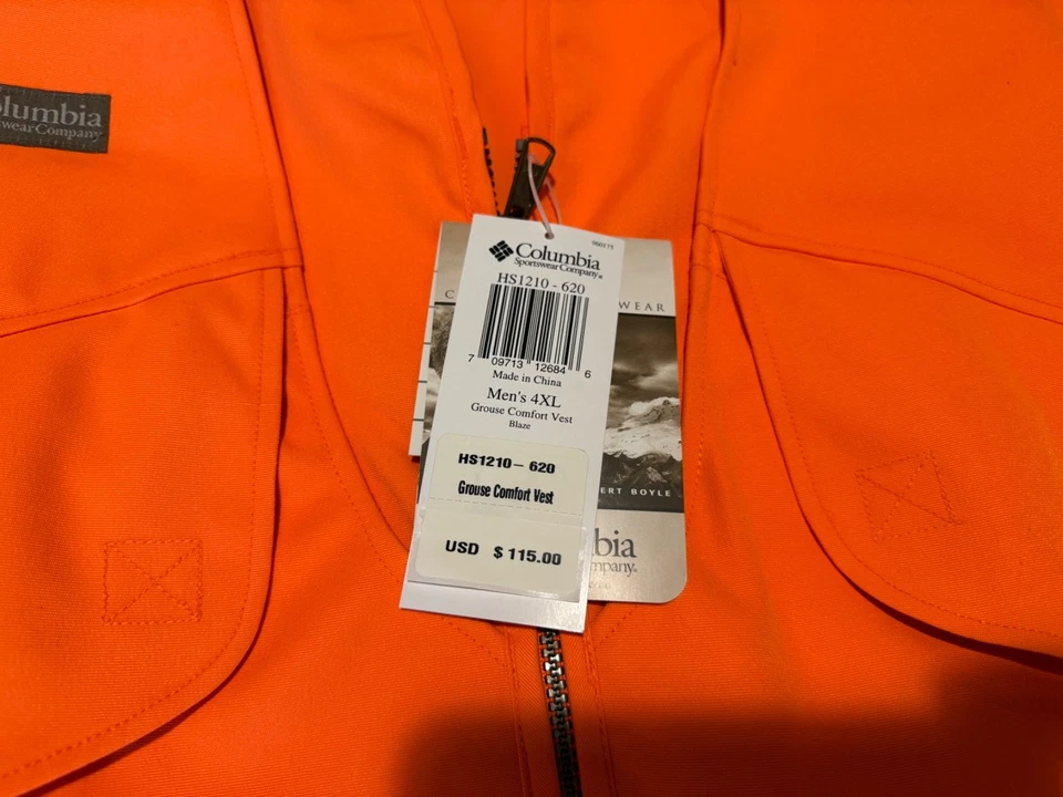 Columbia Grouse Comfort Vest Men’s 2XL Blaze Orange Hunting Shooting Vest - Image 4 of 4