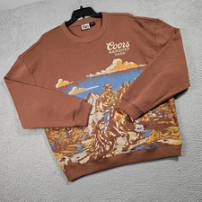 COORS BEER Rodeo Sweatshirt Mens Extra Large XL Brown Crew Neck Retro Cowboy NWT