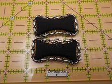 Antique Silver Tone Metal  Black Grosgrain Bow Shoe Clips Pair Deco Style