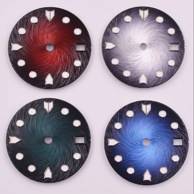 28.5mm Green Luminous Sterile Black Watch Dial Fit NH34 NH35 NH36 Movement