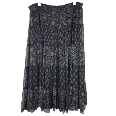 Linea by Louis Dell Olio Tiered Midi Skirt Flowy Lined Pull On Boho Print 1X