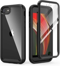 Case  Screen Protector for iPhone SE 2020 8 7 SE 2022 Slim Fit Heavy Duty Black