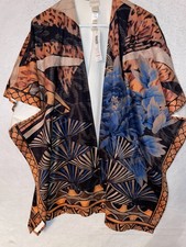 Chicos Cheetah Festival Ruana Womens One Size Covering Open Front Boho Multi NWT