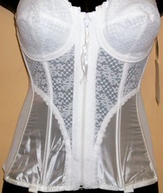 NWT Vintage Old Stock LADY MARLENE White CORSET W/ GARTER BELT SZ - 38 B