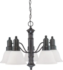 Gotham 5 Light Dimmable LED ES Mahogany Bronze And Frosted Glass Chandelier 