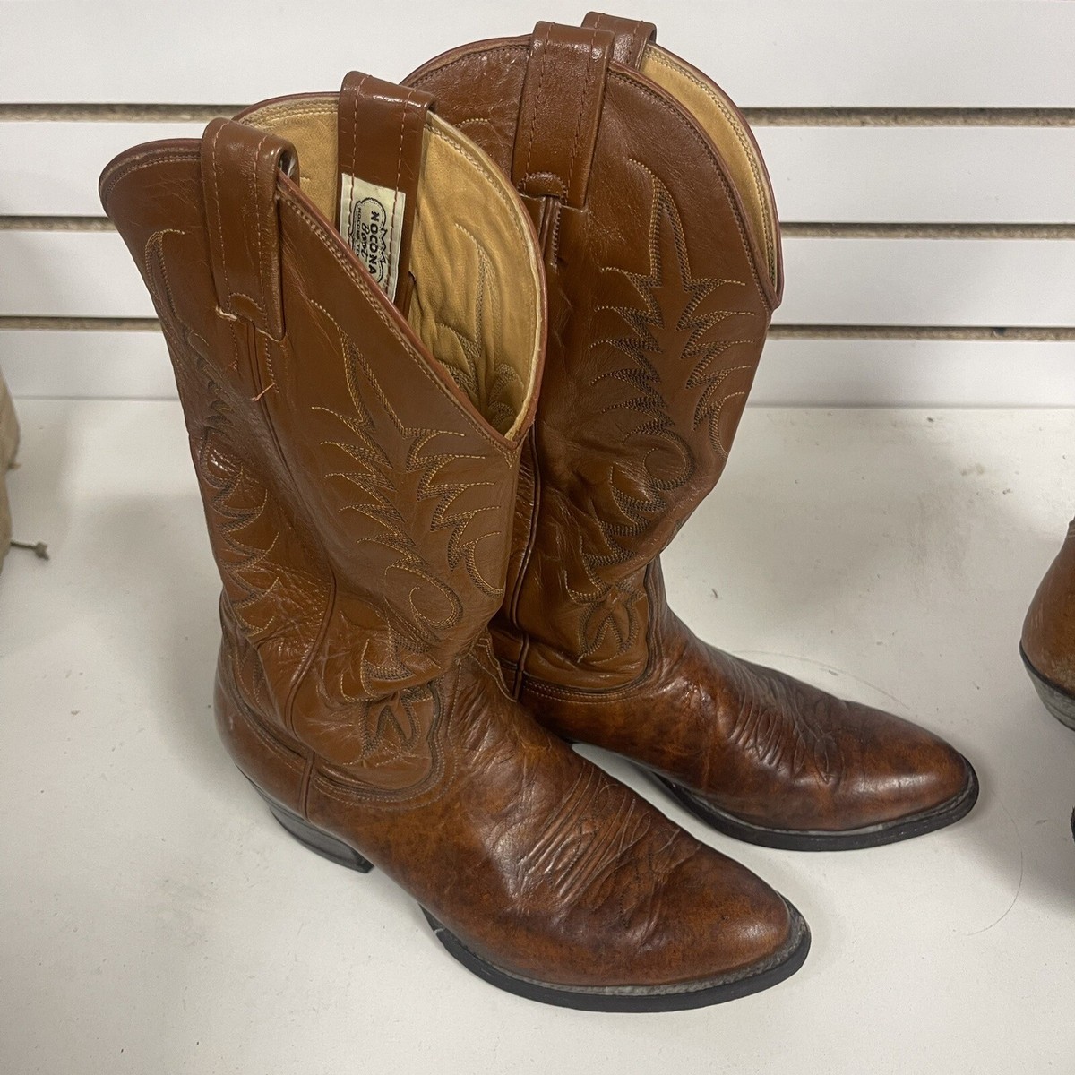 Bottes Western Cowboy Nocona Vintage, Cuir Marron, Fabriquées Aux USA - Taille Homme 12D