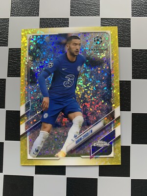 2020-21 Topps Chrome UCL Hakim Ziyech Yellow Mini-Diamond /299 Chelsea