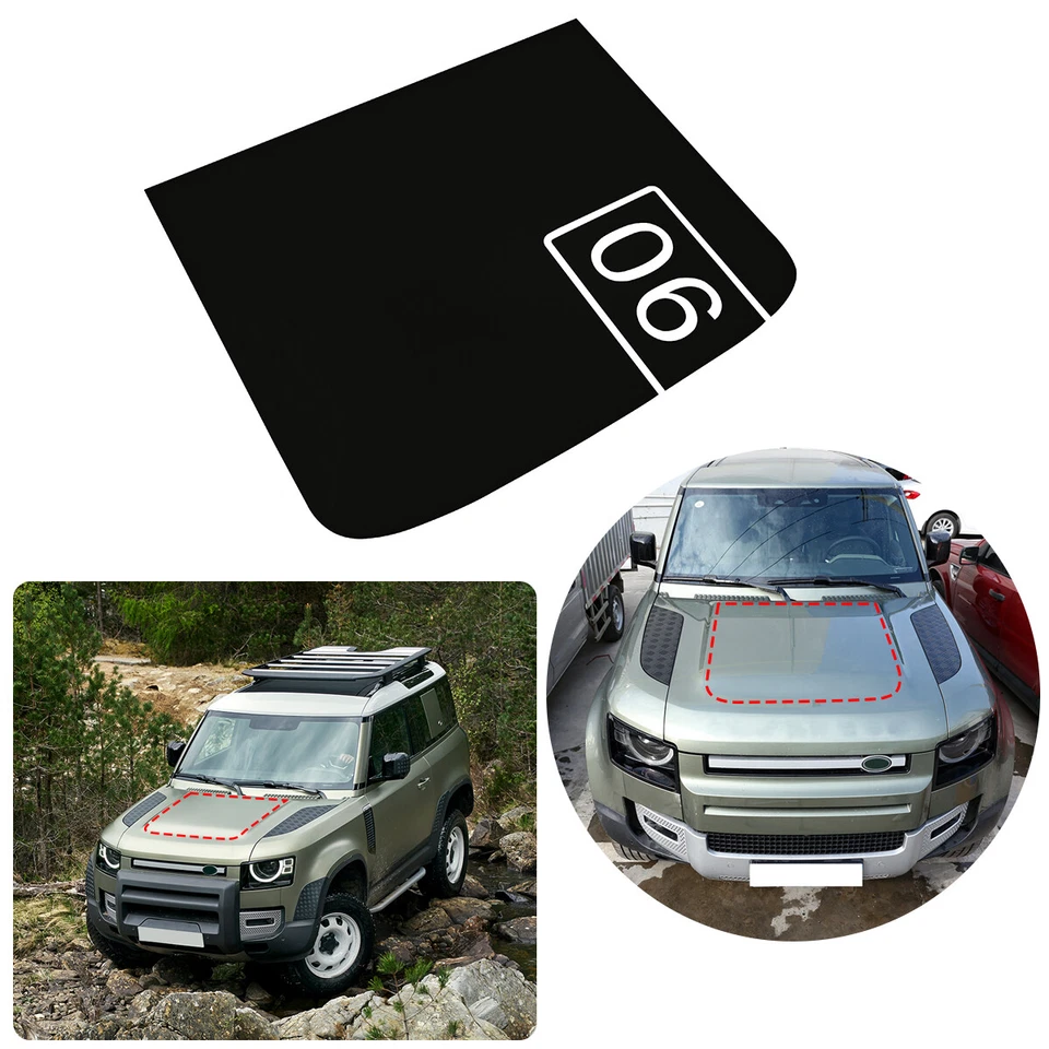Coperchio decalcomania emblema cofano motore anteriore nero per Land Rover Defender 90 2020-2022 - Immagine 2 di 4