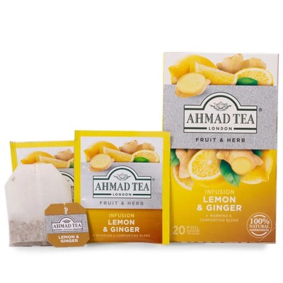 Lemon & Ginger Tea Exclusive Classic Quality Ahmad Tea Bags New In Box Must Try