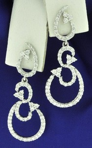 18k Solid White gold Natural Diamond dangling earring Stylish 1.12 ct