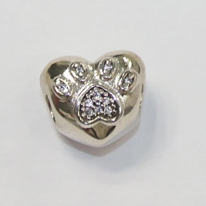 New Authentic Pandora Charm I Love My Pet Animal Paw Print Bead 791713CZ