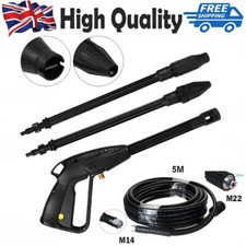 High Pressure Power Washer Spray Gun Jet Lance Trigger Wash Wand & 5M Hose kit