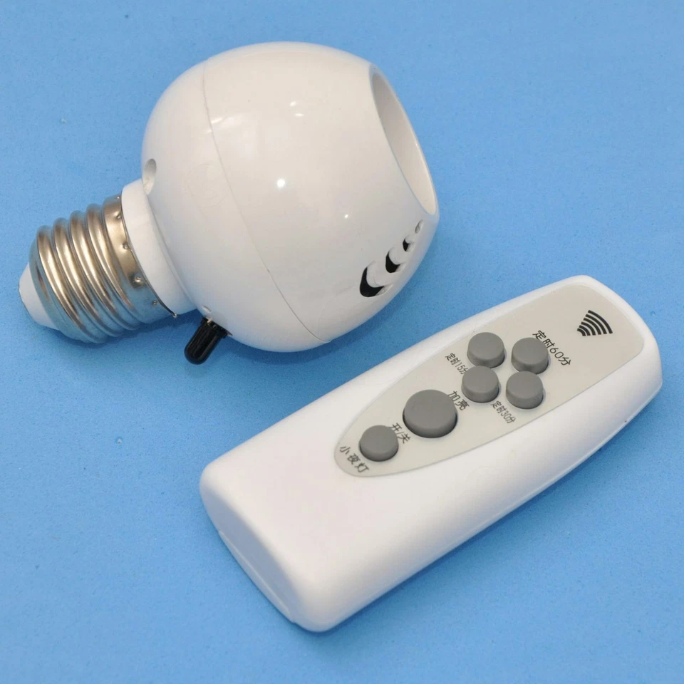 Wireless IR Remote Control E27 LED Bulb Holder Timer Dimmable Night Light Base - Image 2 of 4
