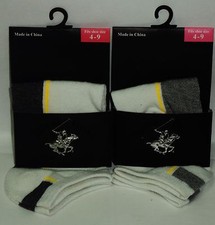 2 Pairs Of Beverly Hills POLO CLUB Fashion Socks Fit Shoe SZ 4-9 Gray White Blac