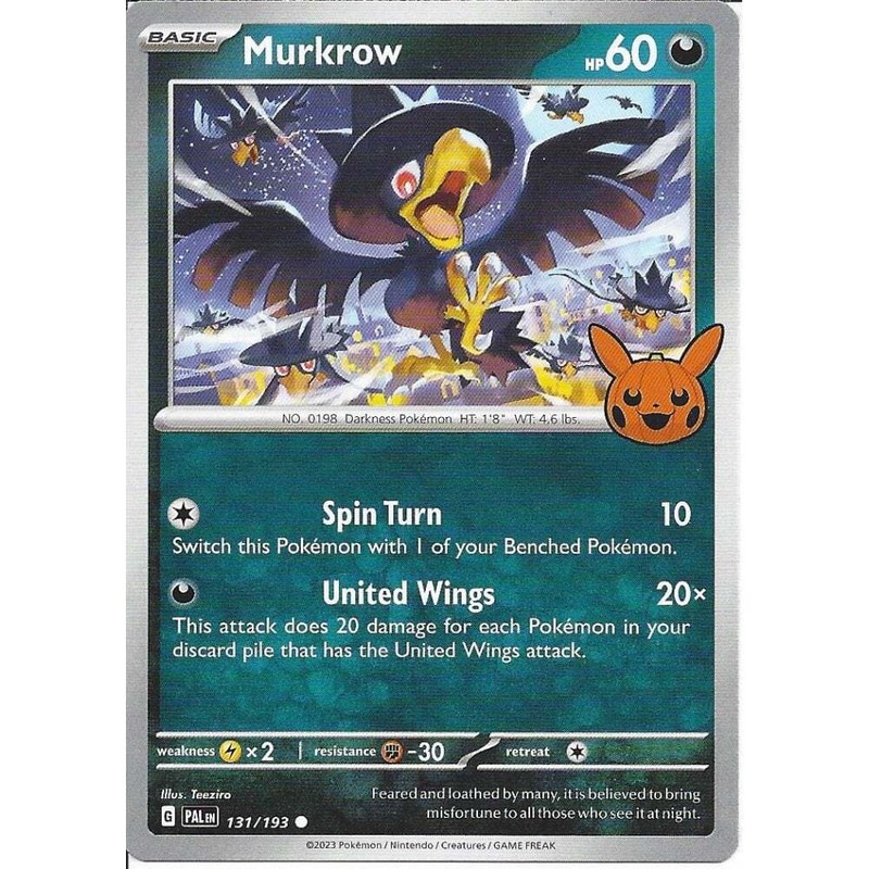 131/193 Murkrow : Common Card : Trick or Trade 2023 Pokemon Trading Card Game