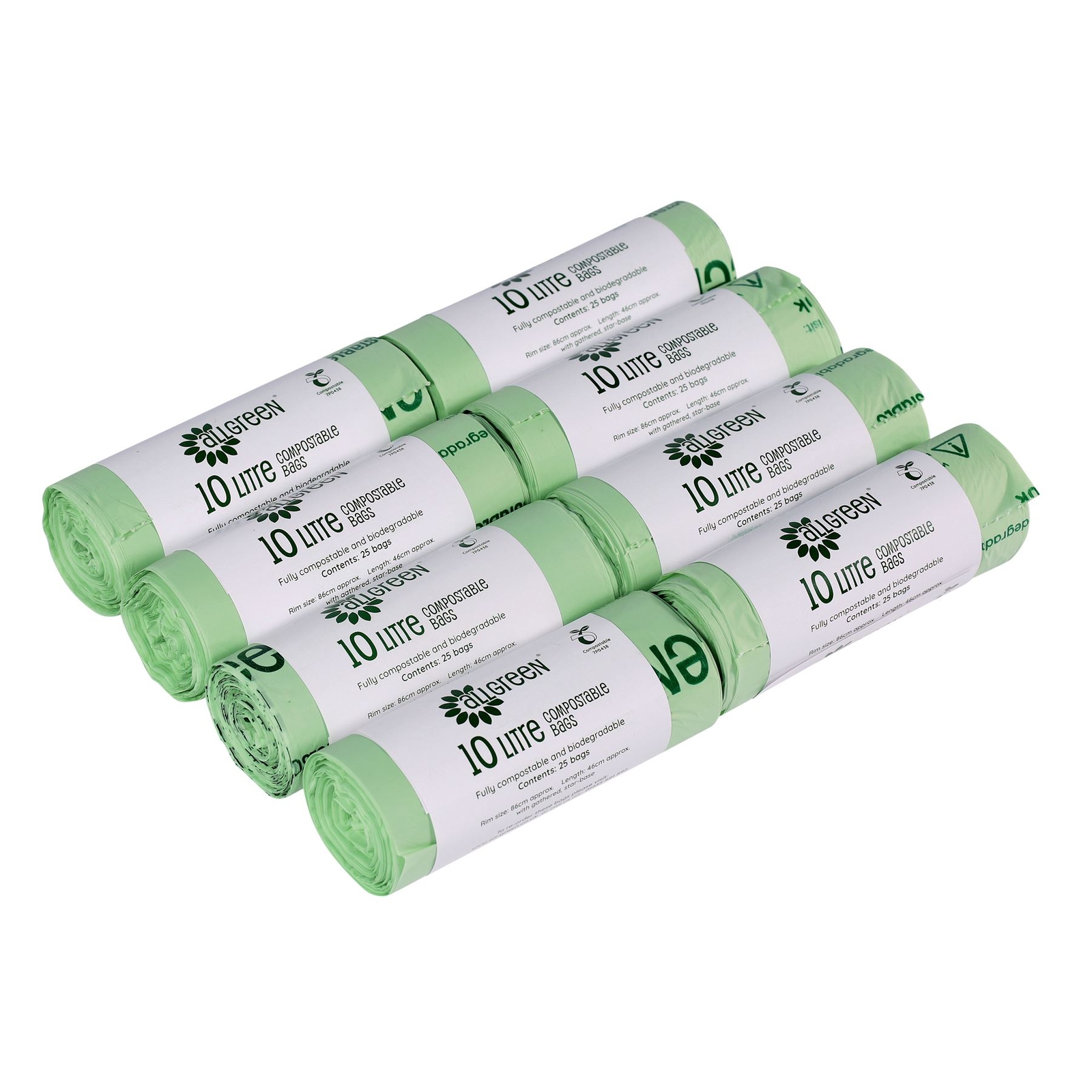 All-Green 10 Litre Compostable Food Waste Bin Liners - Green / 8 - Image 2
